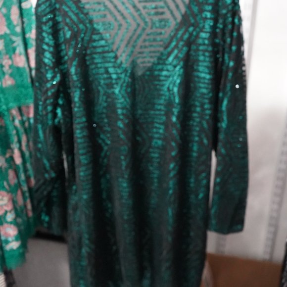 Elegant Green Sequin Dress - Picture 3 of 4